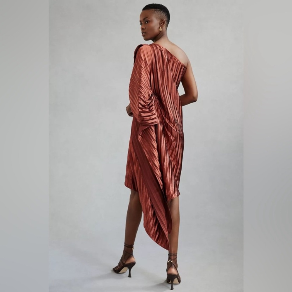 Guapa Elegant One-Shoulder Rust Dress - New with Tags - Picture 4 of 7